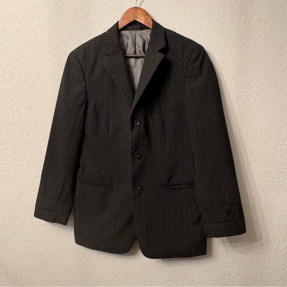 Men's J. Ferrar Black Pinstripe Blazer Suit Jacket - Picture 2 of 14
